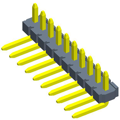3.96mmPin Header  single Row  90° A-type  white non pre broken rubber core